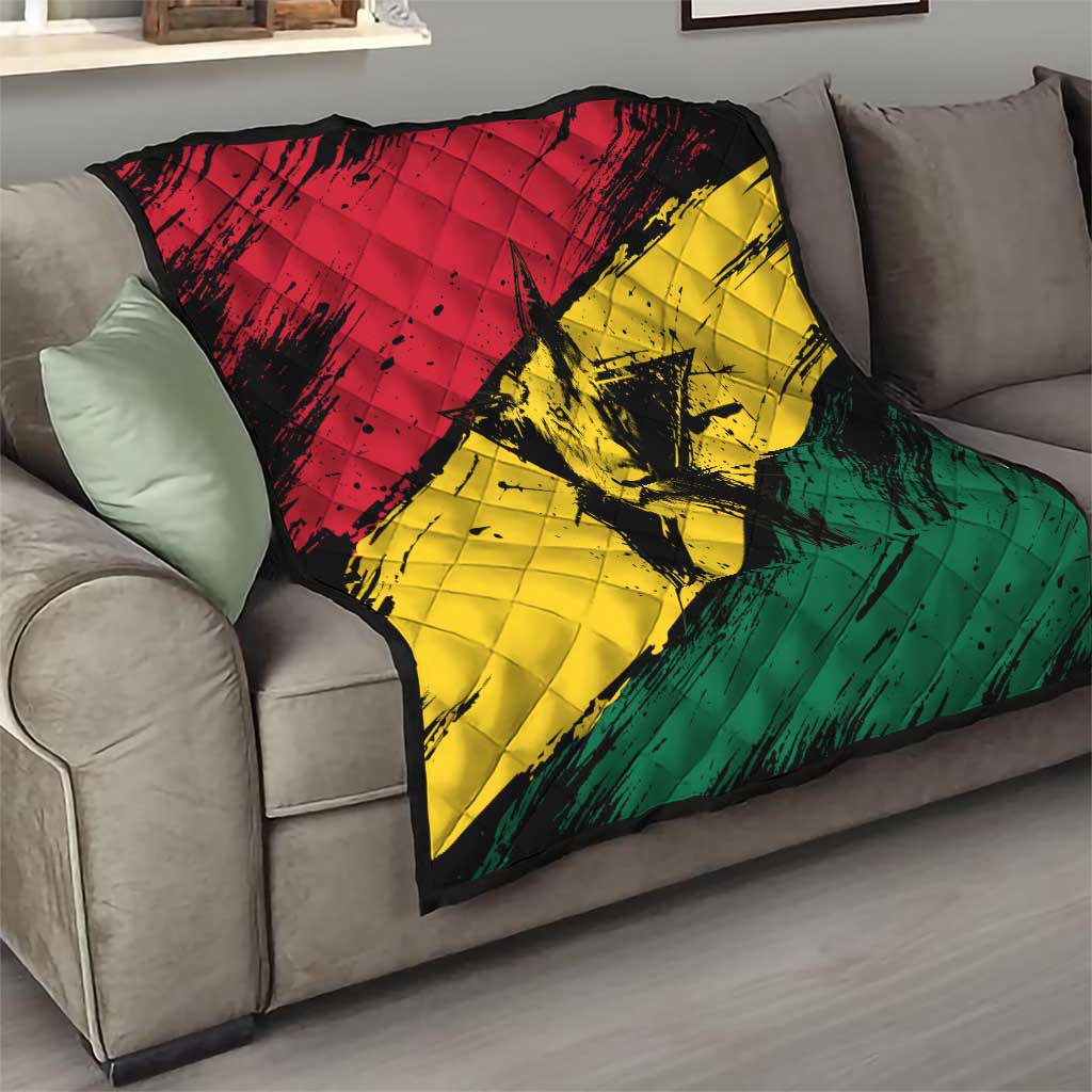 Ghana Flag Quilt with Coat of Arms Design TS04