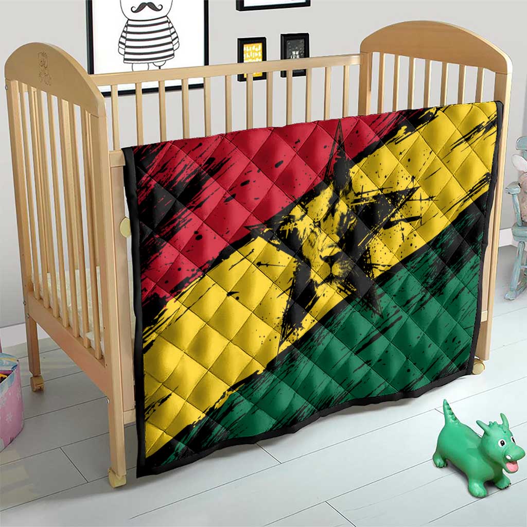 Ghana Flag Quilt with Coat of Arms Design TS04