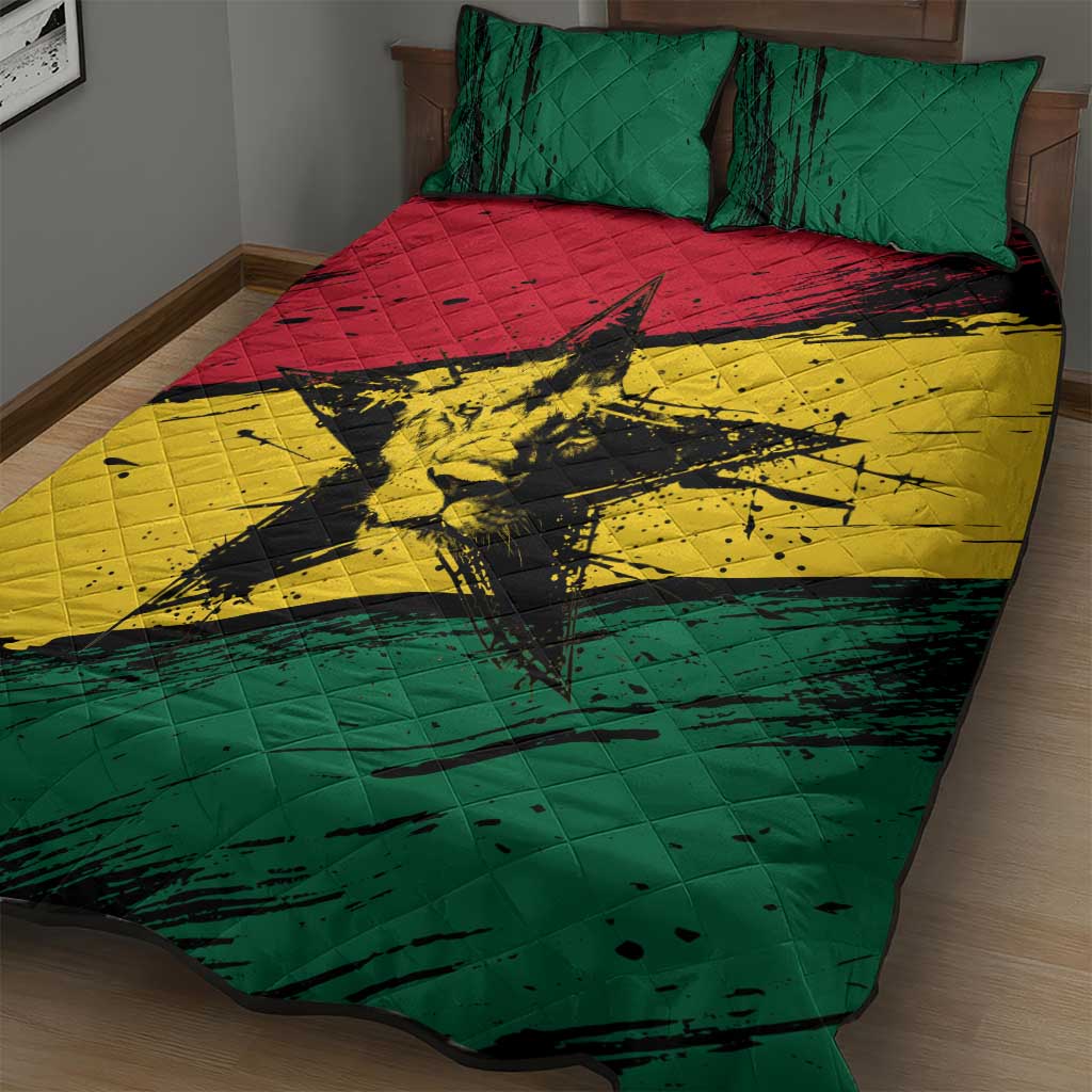Ghana Flag Quilt Bed Set with Coat of Arms Design TS04