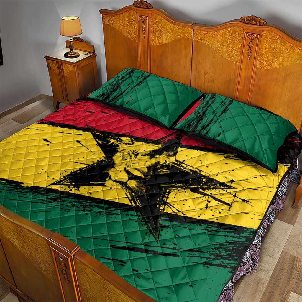 Ghana Flag Quilt Bed Set with Coat of Arms Design TS04
