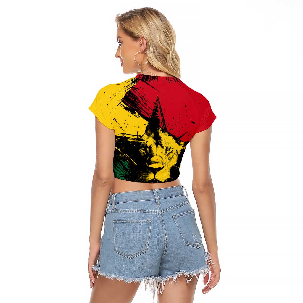 Ghana Flag Raglan Cropped T Shirt with Coat of Arms Design TS04