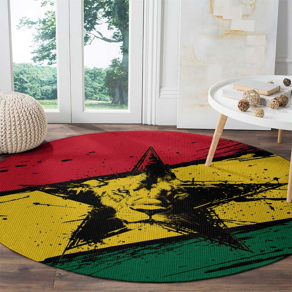 Ghana Flag Round Carpet with Coat of Arms Design TS04