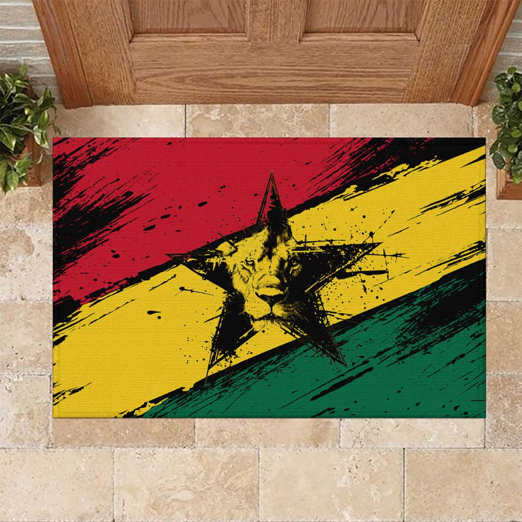 Ghana Flag Rubber Doormat with Coat of Arms Design TS04