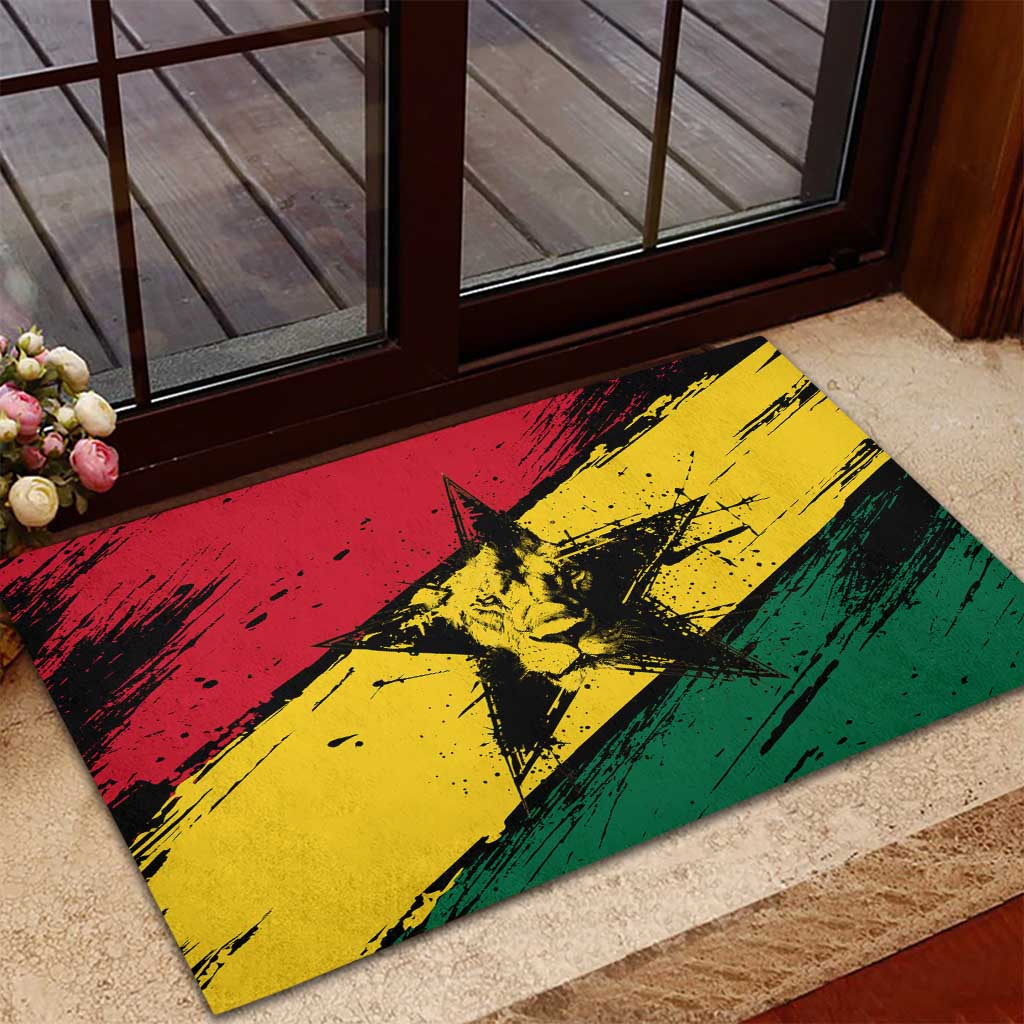 Ghana Flag Rubber Doormat with Coat of Arms Design TS04