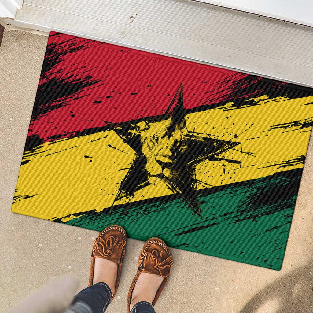 Ghana Flag Rubber Doormat with Coat of Arms Design TS04