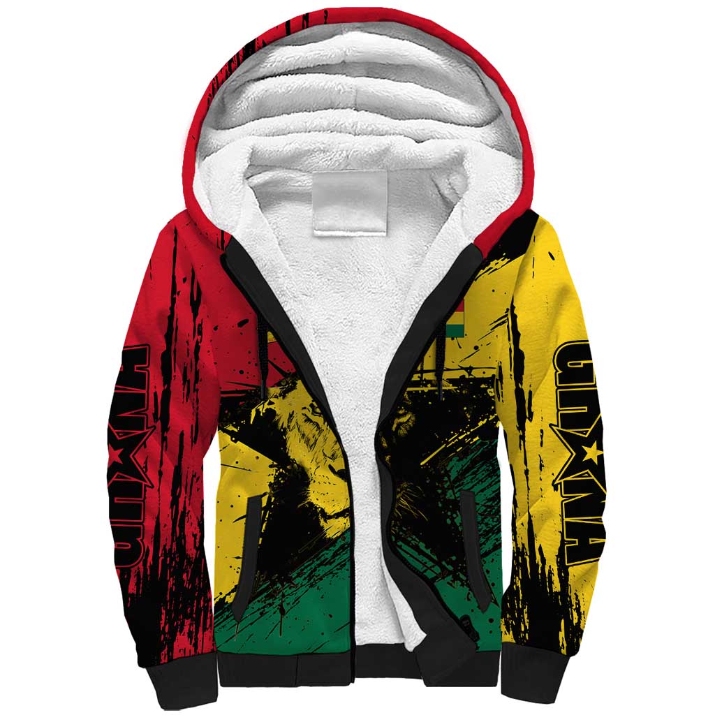Ghana Flag Sherpa Hoodie with Coat of Arms Design TS04