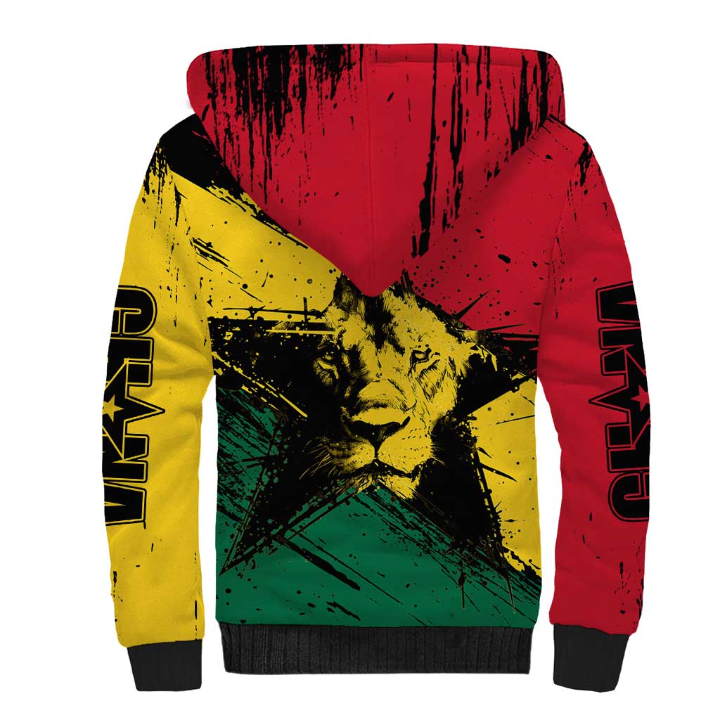 Ghana Flag Sherpa Hoodie with Coat of Arms Design TS04