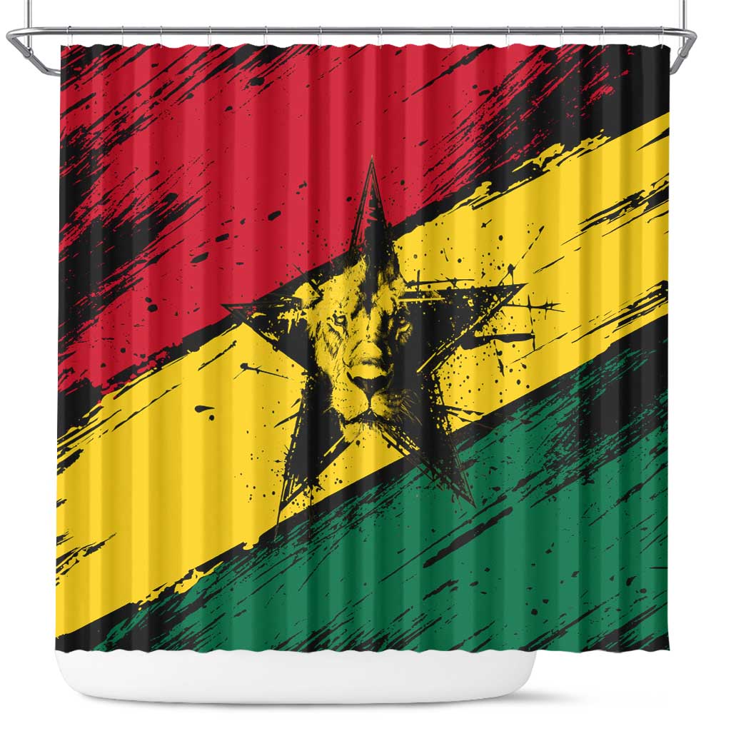 Ghana Flag Shower Curtain with Coat of Arms Design TS04