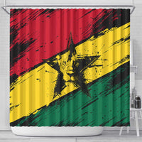 Ghana Flag Shower Curtain with Coat of Arms Design TS04
