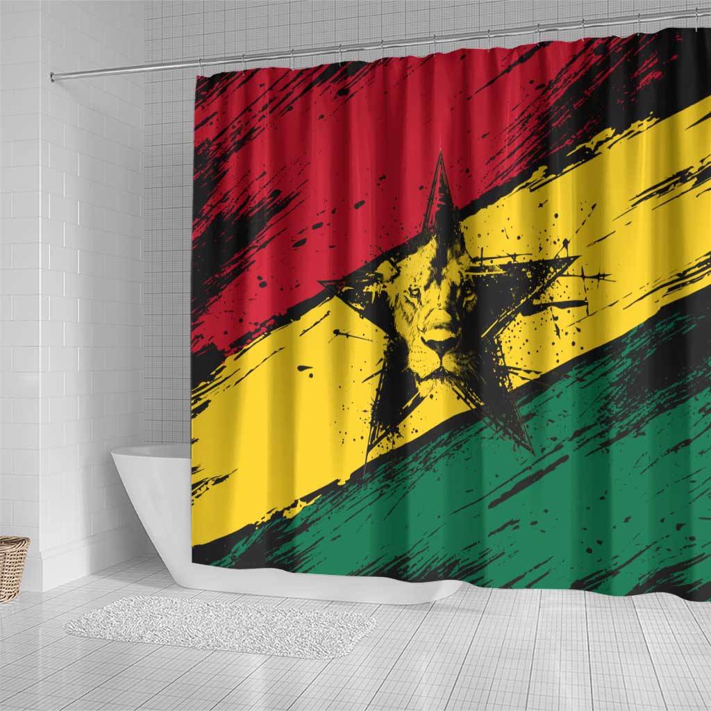 Ghana Flag Shower Curtain with Coat of Arms Design TS04