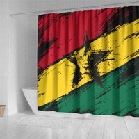 Ghana Flag Shower Curtain with Coat of Arms Design TS04