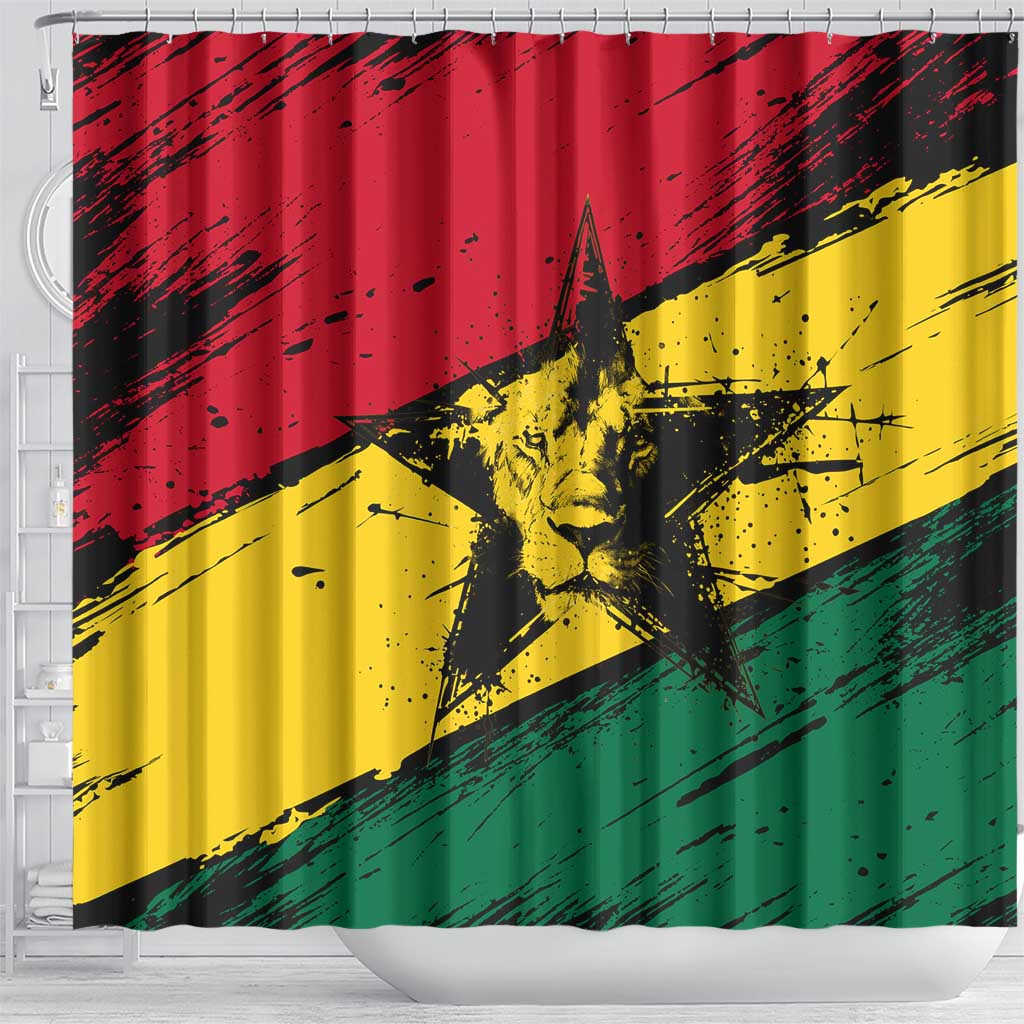 Ghana Flag Shower Curtain with Coat of Arms Design TS04