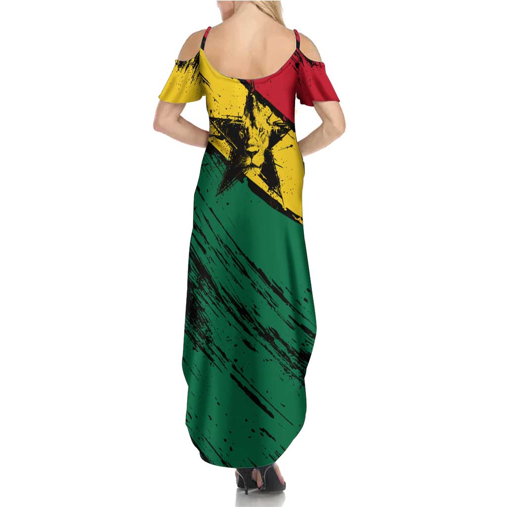 Ghana Flag Summer Maxi Dress with Coat of Arms Design TS04