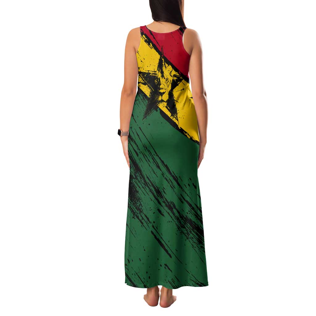 Ghana Flag Tank Maxi Dress with Coat of Arms Design TS04