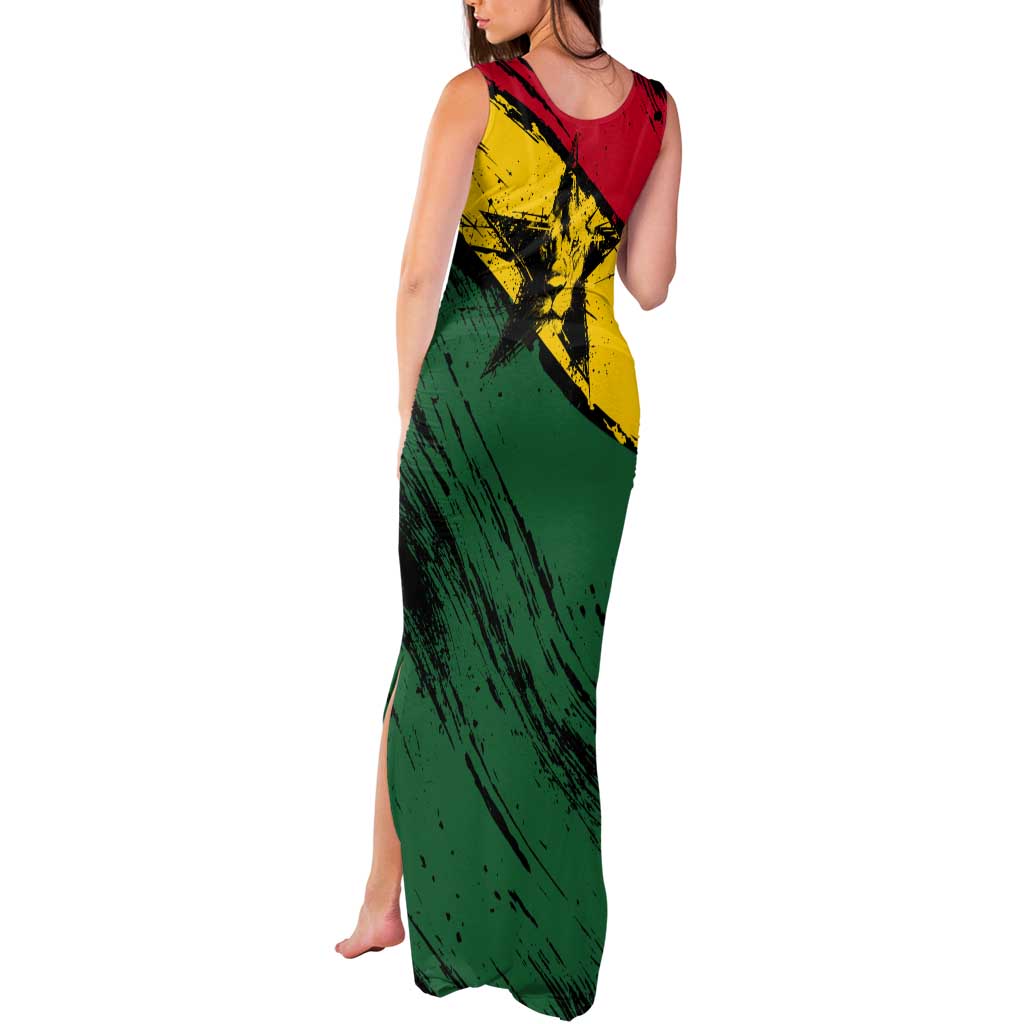 Ghana Flag Tank Maxi Dress with Coat of Arms Design TS04
