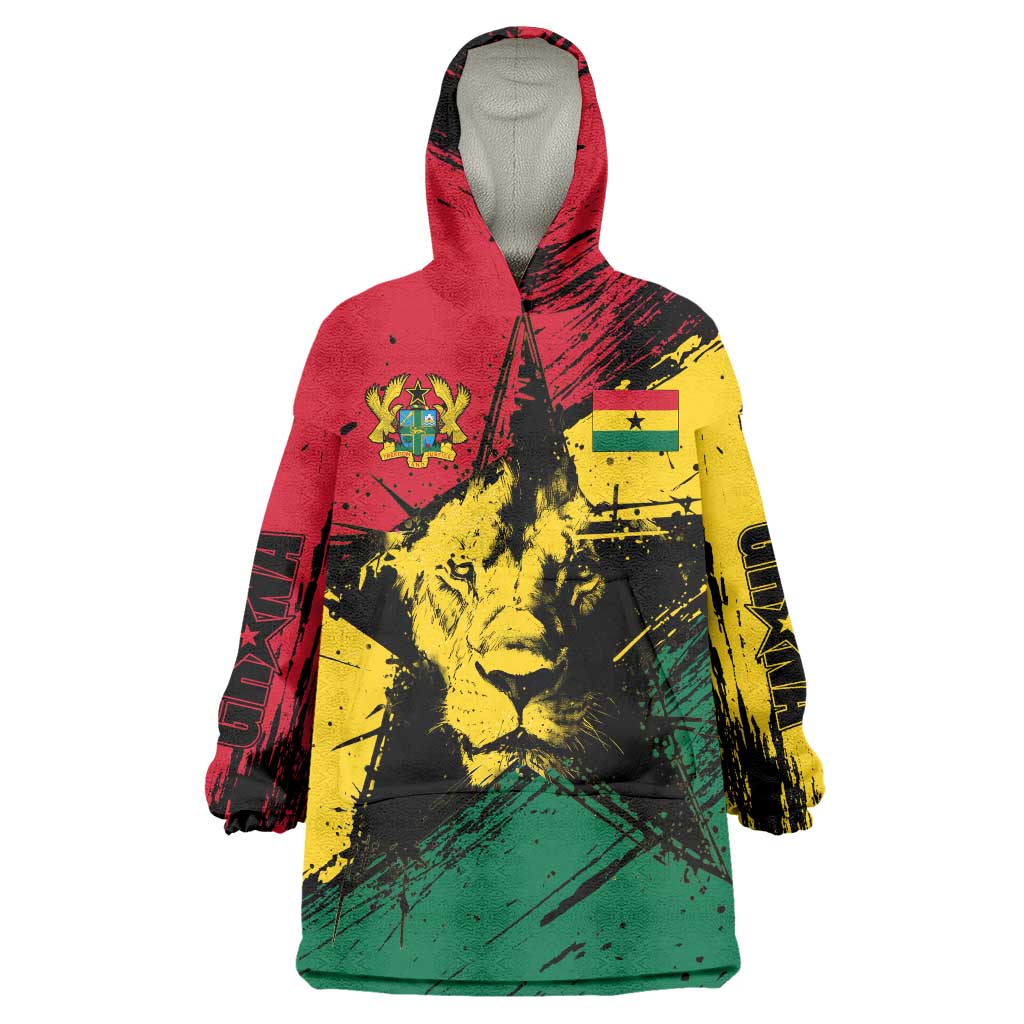 Ghana Flag Wearable Blanket Hoodie with Coat of Arms Design TS04
