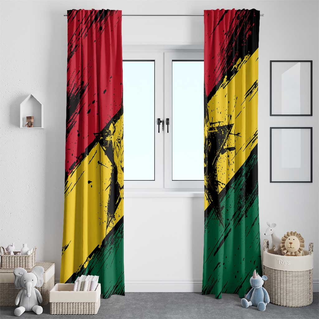 Ghana Flag Window Curtain with Coat of Arms Design TS04