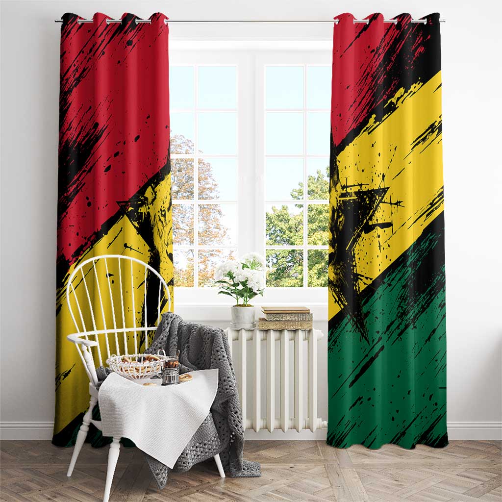 Ghana Flag Window Curtain with Coat of Arms Design TS04