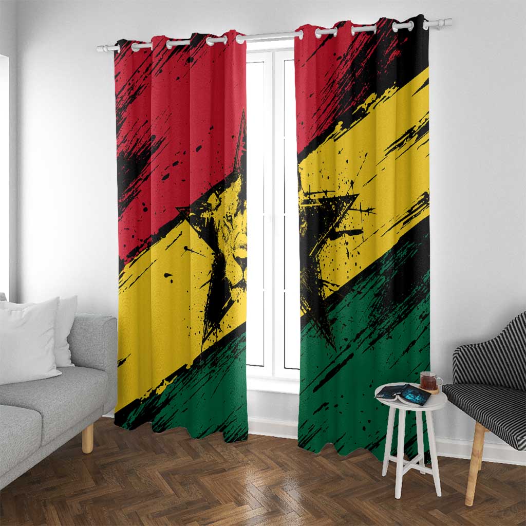 Ghana Flag Window Curtain with Coat of Arms Design TS04