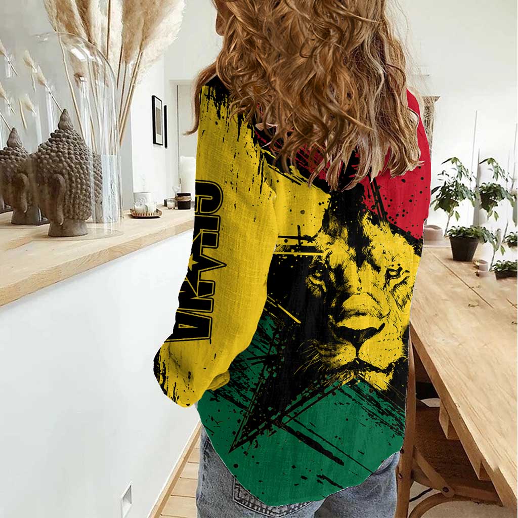 Ghana Flag Women Casual Shirt with Coat of Arms Design TS04