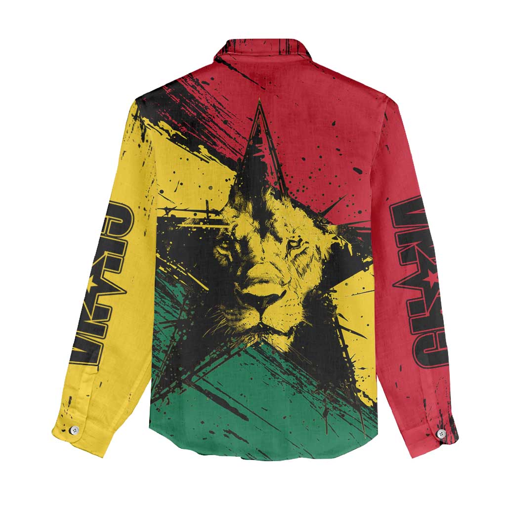 Ghana Flag Women Casual Shirt with Coat of Arms Design TS04