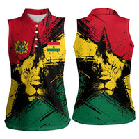 Ghana Flag Women Sleeveless Polo Shirt with Coat of Arms Design TS04