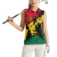 Ghana Flag Women Sleeveless Polo Shirt with Coat of Arms Design TS04