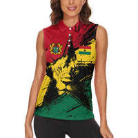 Ghana Flag Women Sleeveless Polo Shirt with Coat of Arms Design TS04