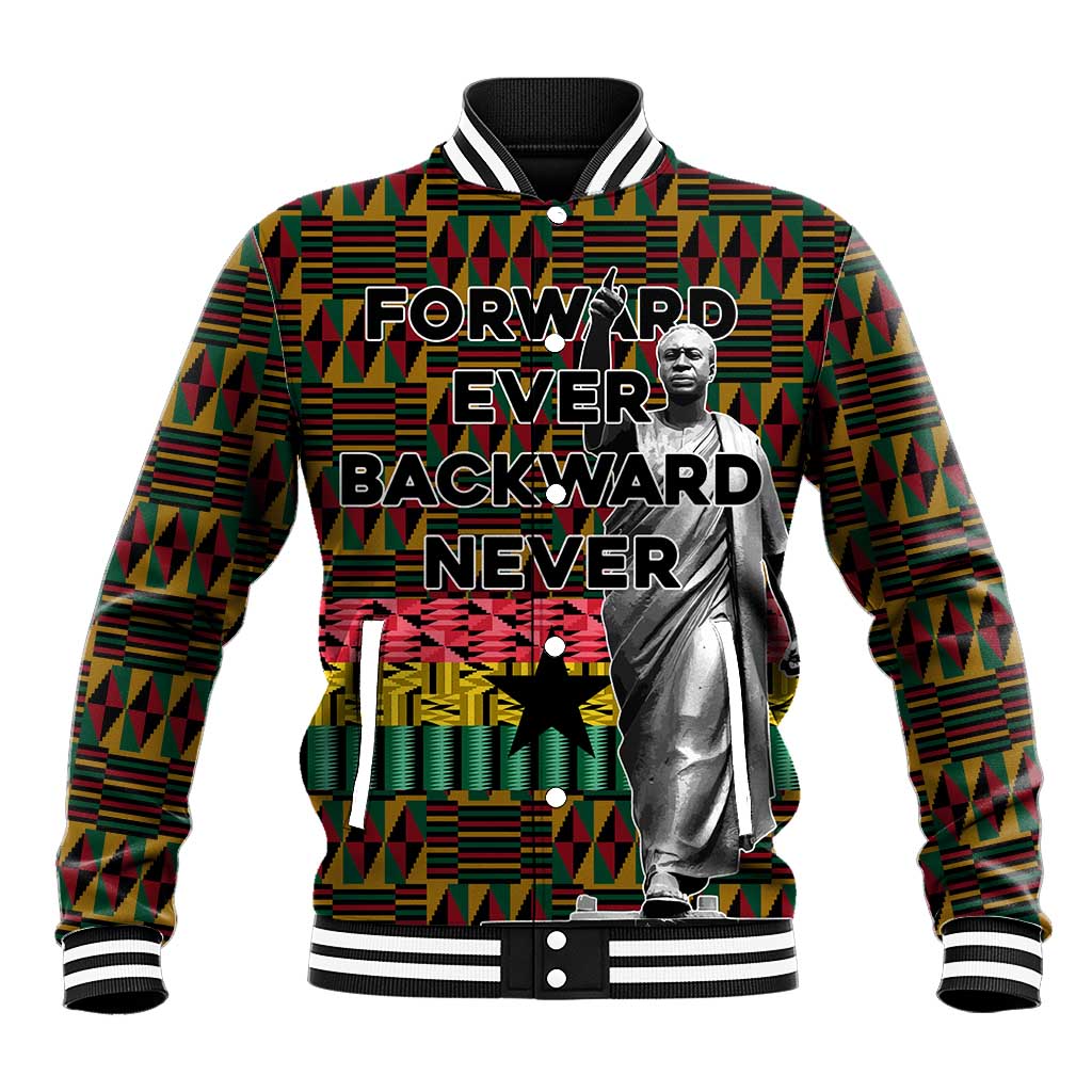 Kwame Nkrumah Baseball Jacket with Coat of Arms – Grunge Style Design