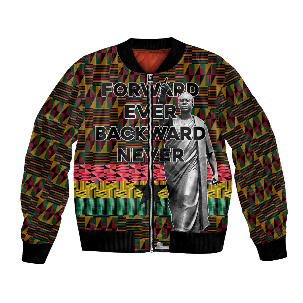 Kwame Nkrumah Bomber Jacket with Coat of Arms – Grunge Style Design