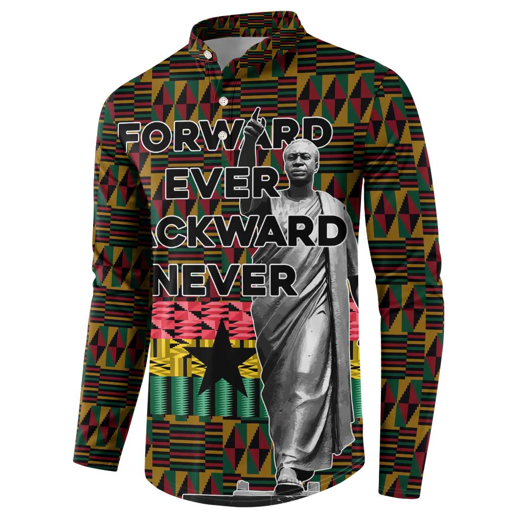 Kwame Nkrumah Button Sweatshirt with Coat of Arms – Grunge Style Design