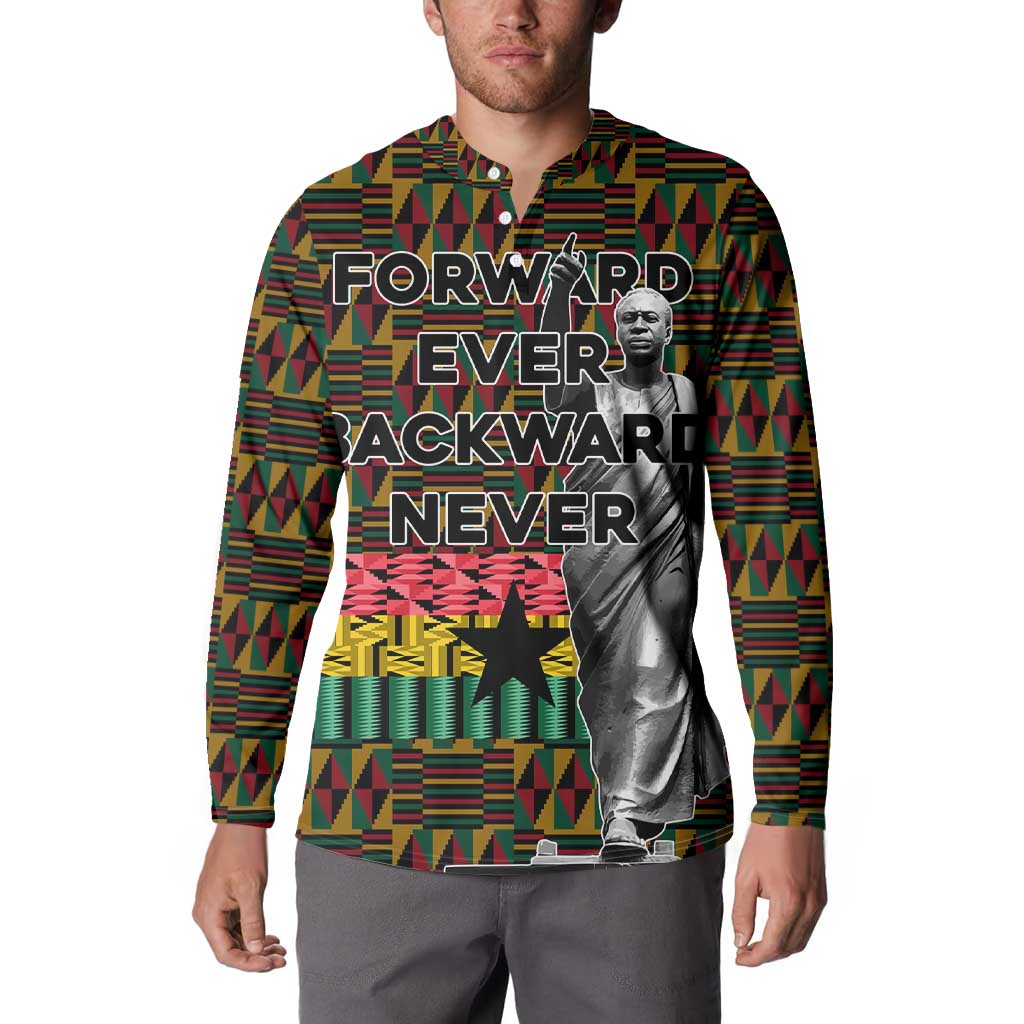 Kwame Nkrumah Button Sweatshirt with Coat of Arms – Grunge Style Design