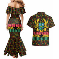Kwame Nkrumah Couples Matching Mermaid Dress and Hawaiian Shirt with Coat of Arms – Grunge Style Design