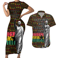 Kwame Nkrumah Couples Matching Short Sleeve Bodycon Dress and Hawaiian Shirt with Coat of Arms – Grunge Style Design