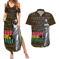 Kwame Nkrumah Couples Matching Summer Maxi Dress and Hawaiian Shirt with Coat of Arms – Grunge Style Design