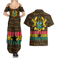 Kwame Nkrumah Couples Matching Summer Maxi Dress and Hawaiian Shirt with Coat of Arms – Grunge Style Design