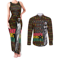 Kwame Nkrumah Couples Matching Tank Maxi Dress and Long Sleeve Button Shirt with Coat of Arms – Grunge Style Design