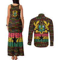 Kwame Nkrumah Couples Matching Tank Maxi Dress and Long Sleeve Button Shirt with Coat of Arms – Grunge Style Design