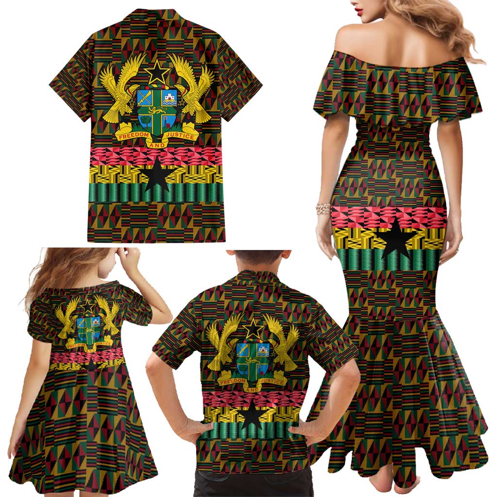 Kwame Nkrumah Family Matching Mermaid Dress and Hawaiian Shirt with Coat of Arms – Grunge Style Design