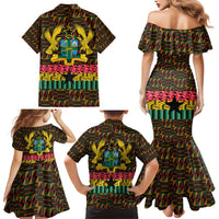 Kwame Nkrumah Family Matching Mermaid Dress and Hawaiian Shirt with Coat of Arms – Grunge Style Design