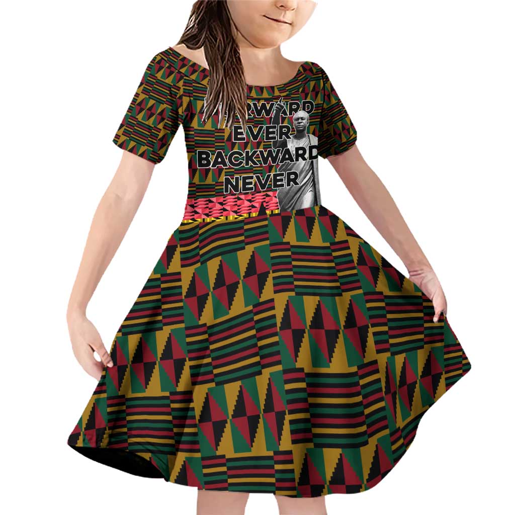 Kwame Nkrumah Family Matching Off Shoulder Short Dress and Hawaiian Shirt with Coat of Arms – Grunge Style Design