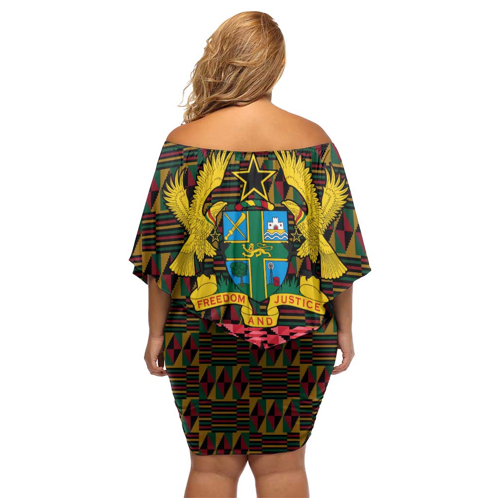 Kwame Nkrumah Family Matching Off Shoulder Short Dress and Hawaiian Shirt with Coat of Arms – Grunge Style Design