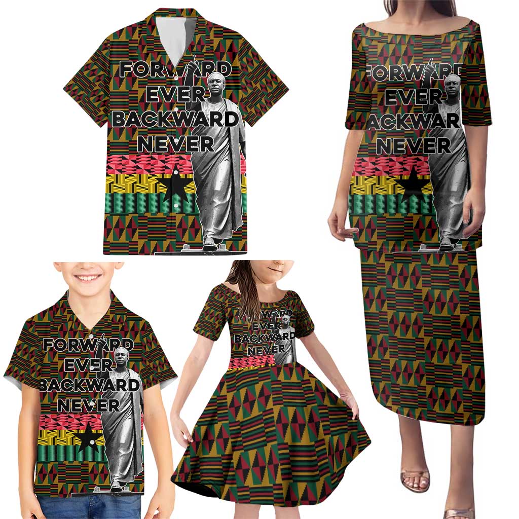Kwame Nkrumah Family Matching Puletasi and Hawaiian Shirt with Coat of Arms – Grunge Style Design
