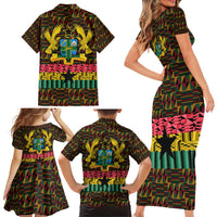 Kwame Nkrumah Family Matching Short Sleeve Bodycon Dress and Hawaiian Shirt with Coat of Arms – Grunge Style Design