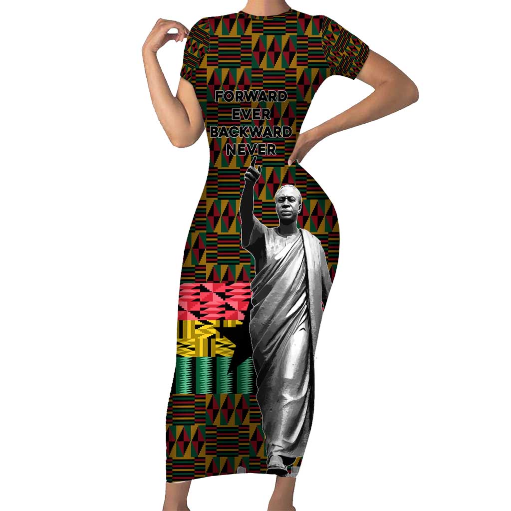 Kwame Nkrumah Family Matching Short Sleeve Bodycon Dress and Hawaiian Shirt with Coat of Arms – Grunge Style Design
