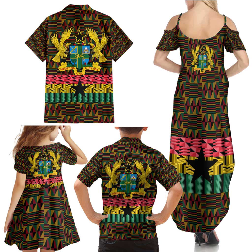 Kwame Nkrumah Family Matching Summer Maxi Dress and Hawaiian Shirt with Coat of Arms – Grunge Style Design