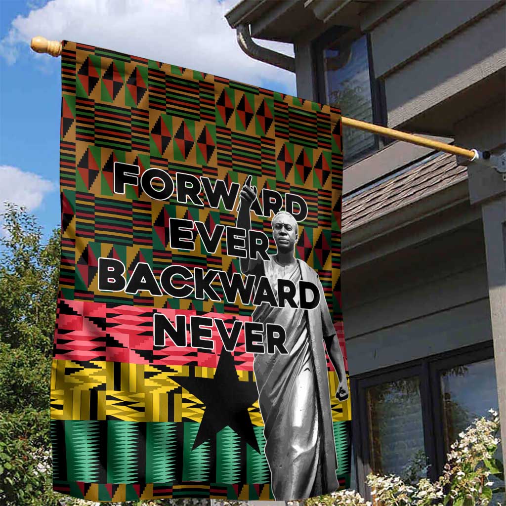 Kwame Nkrumah Garden Flag with Coat of Arms – Grunge Style Design