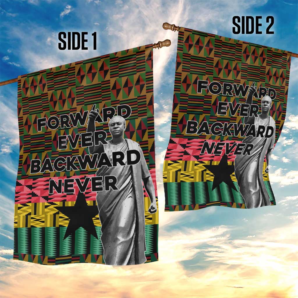 Kwame Nkrumah Garden Flag with Coat of Arms – Grunge Style Design