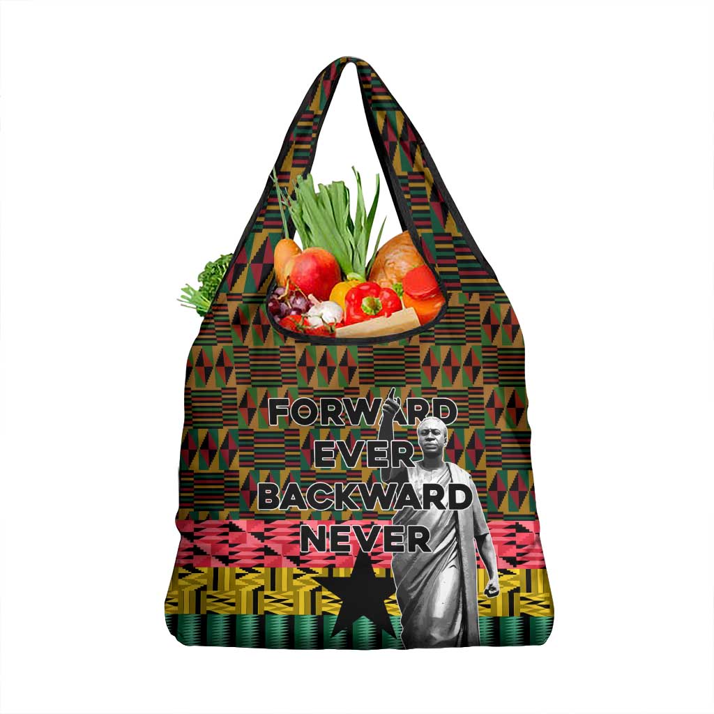 Kwame Nkrumah Grocery Bag with Coat of Arms – Grunge Style Design