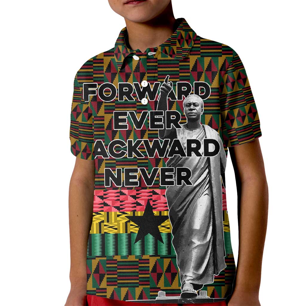 Kwame Nkrumah Kid Polo Shirt with Coat of Arms – Grunge Style Design